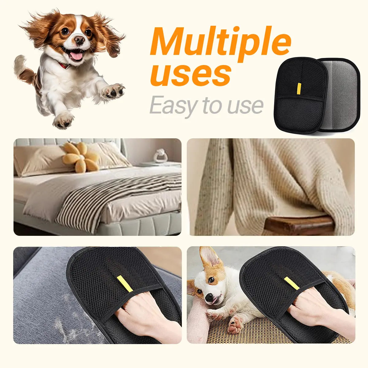 Professional Pet Hair Remover Gloves - Electrostatic Cleaning Solution for Dogs and Cats, Reusable for Carpets, Couches, and Clothing
