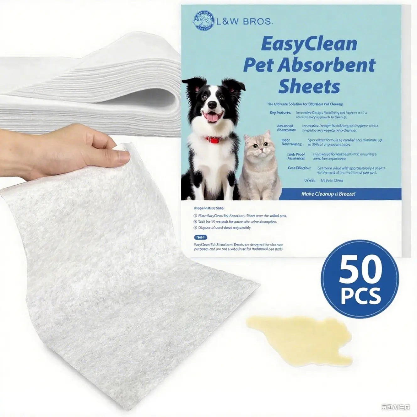 Quick Absorbent Pet Training Pads, 12" x 10", for Effective Urine and Stain Control
