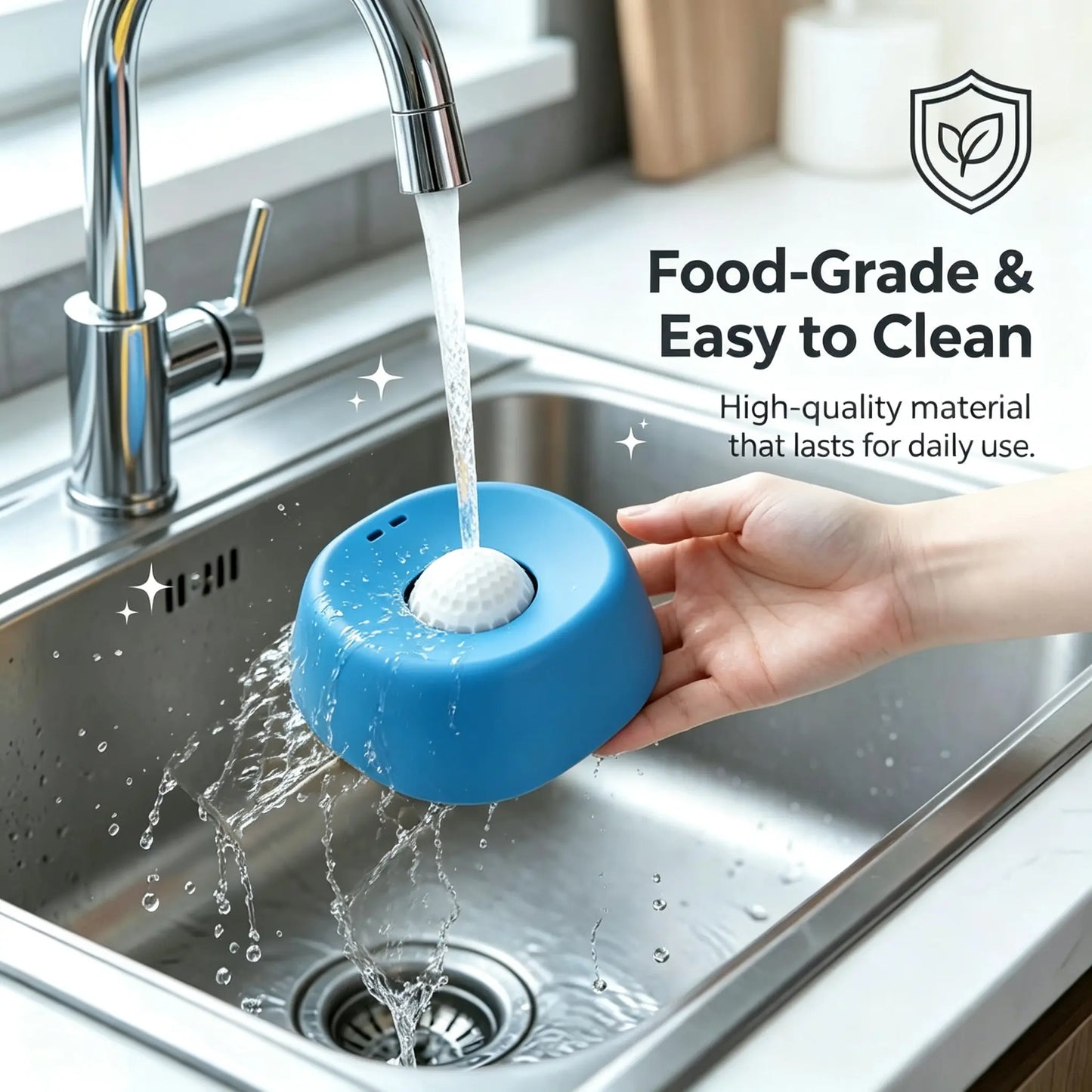 Slow Feeder Dog Bowl with Rolling Lick Ball - No Spill Pet Licking Bowl for Bone Broth, Yogurt & Post-Op Feeding, Anti-Gulping Puzzle Feeder for Dogs & Cats