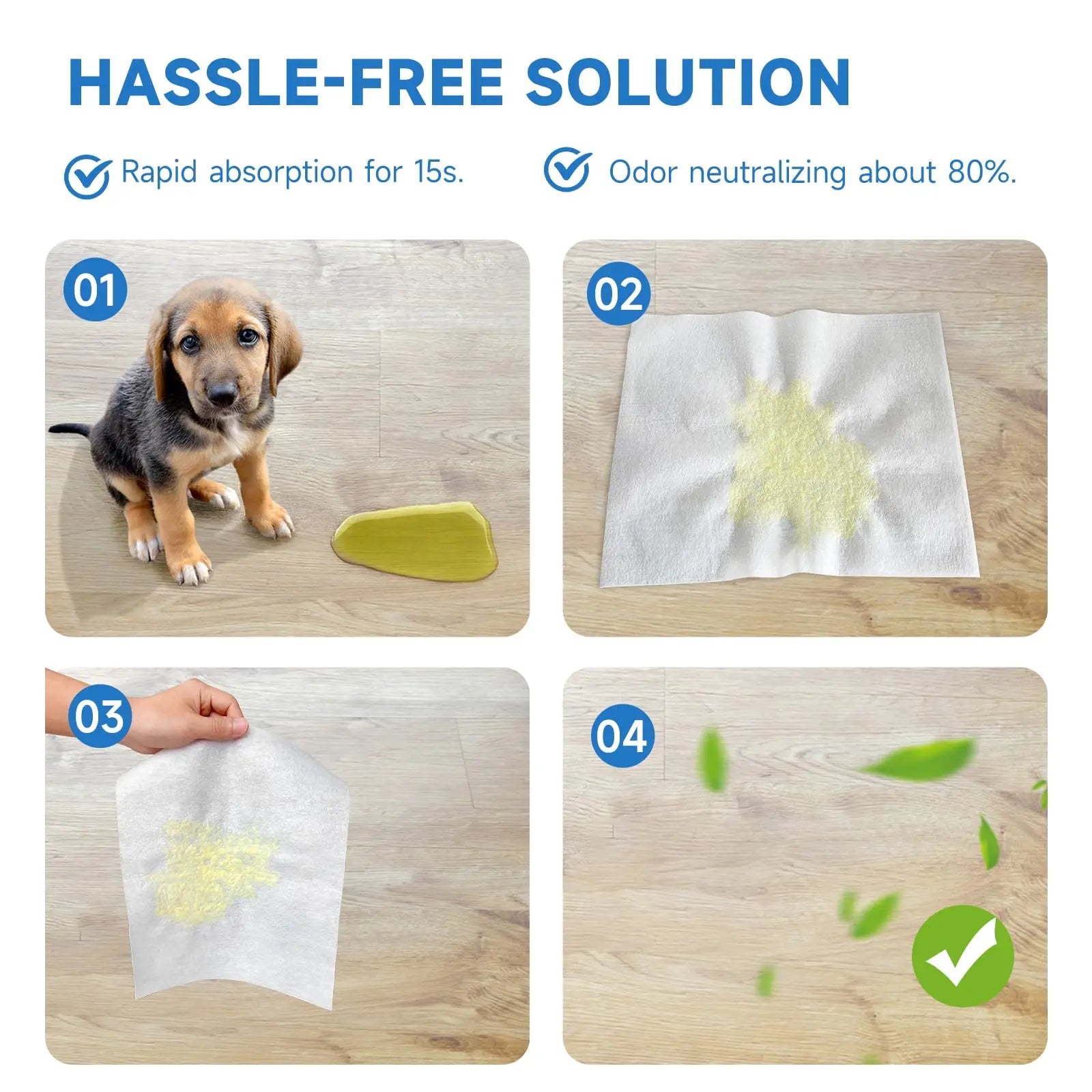 Quick Absorbent Pet Training Pads, 12" x 10", for Effective Urine and Stain Control