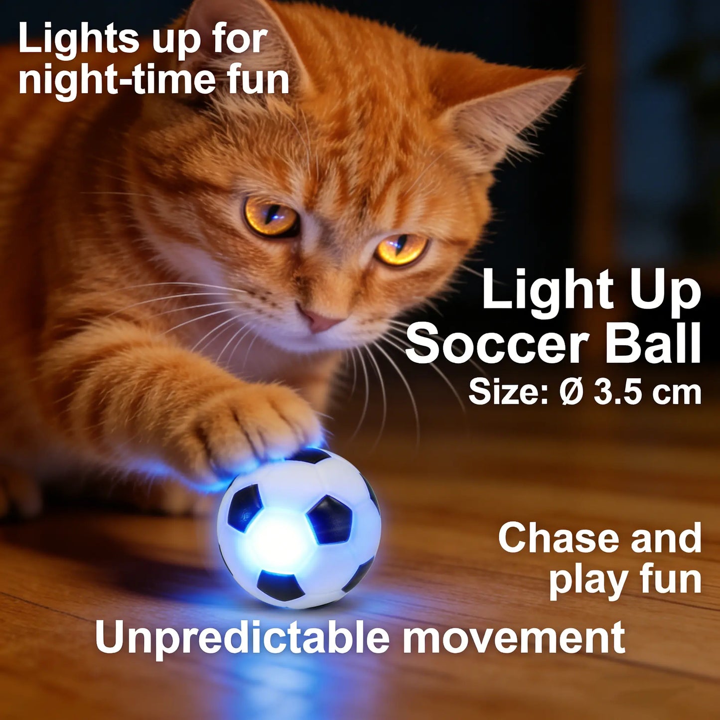 FIFA World Cup Official Licensed Pet Toys Interactive Cat Chase Toy Indoor Flash Moving Ball Random Rolling Light up Soccer Ball