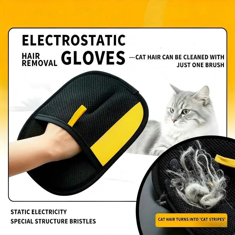 D-Hair Remover Electrostatic Gloves Two-Way Brush Sticky Hair Remover Cat Hair Dog Hair Glover Grooming Removal Cleaning