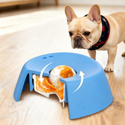Slow Feeder Dog Bowl with Rolling Lick Ball - No Spill Pet Licking Bowl for Bone Broth, Yogurt & Post-Op Feeding, Anti-Gulping Puzzle Feeder for Dogs & Cats
