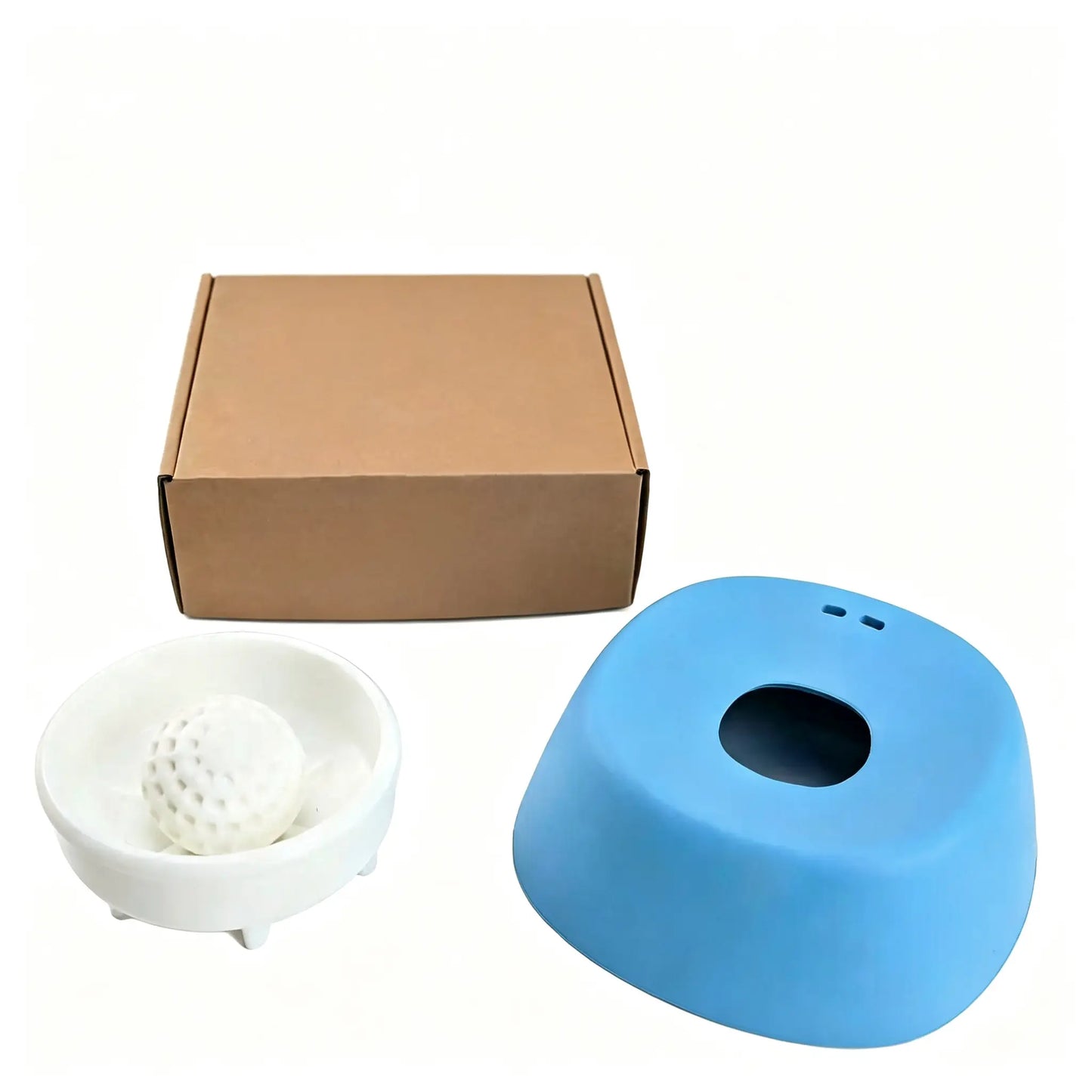 Slow Feeder Dog Bowl with Rolling Lick Ball - No Spill Pet Licking Bowl for Bone Broth, Yogurt & Post-Op Feeding, Anti-Gulping Puzzle Feeder for Dogs & Cats