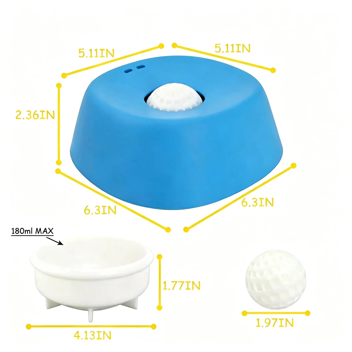 Slow Feeder Dog Bowl with Rolling Lick Ball - No Spill Pet Licking Bowl for Bone Broth, Yogurt & Post-Op Feeding, Anti-Gulping Puzzle Feeder for Dogs & Cats