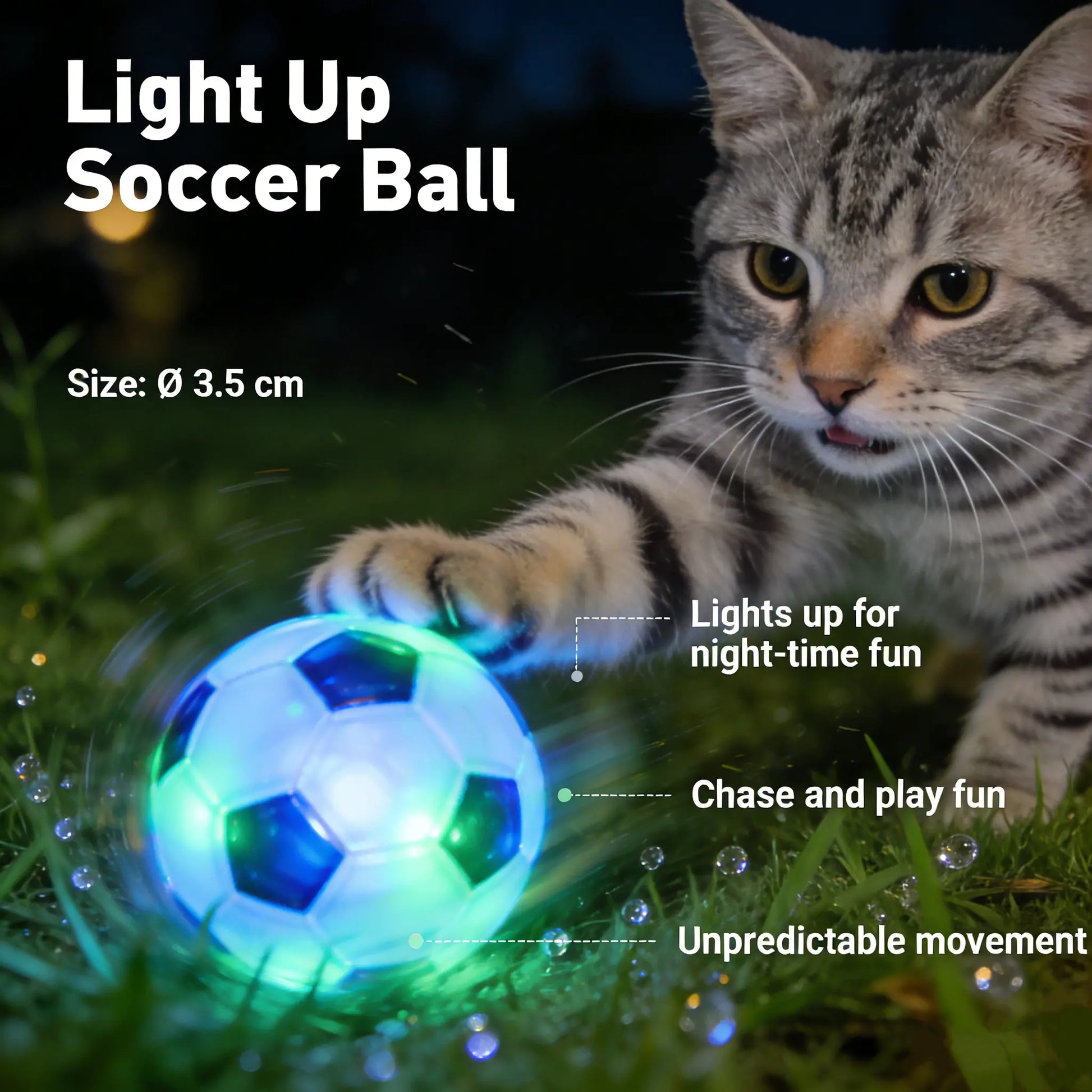 FIFA World Cup Official Licensed Pet Toys Interactive Cat Chase Toy Indoor Flash Moving Ball Random Rolling Light up Soccer Ball